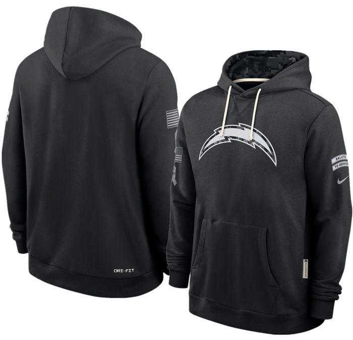 Men's Los Angeles Chargers Black 2026 Salute to Service Sideline Dri-FIT Pullover Hoodie