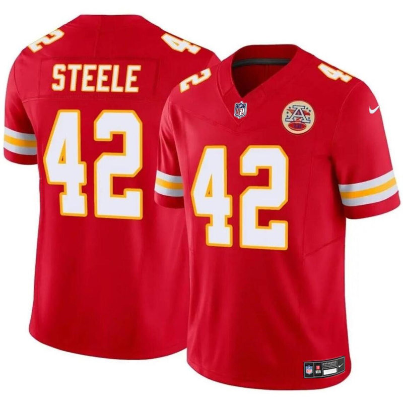 Youth Kansas City Chiefs #42 Carson Steele Red 2023 F.U.S.E Vapor Untouchable Limited Stitched Football Jersey Youth Kansas City Chiefs #42 Carson Steele Red 2023 F.U.S.E Vapor Untouchable Limited Stitched Football Jersey