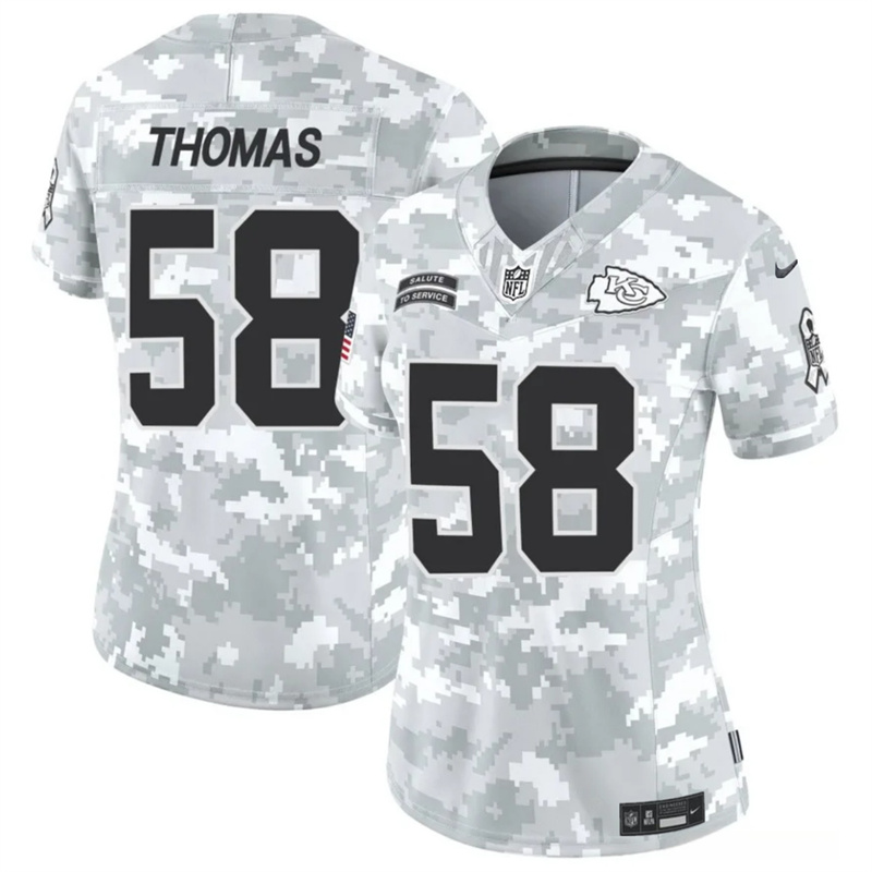 Women's Kansas City Chiefs #58 Derrick Thomas 2024 F.U.S.E Arctic Camo Salute to Service Limited Stitched Football Jersey(Run Small) Women's Kansas City Chiefs #58 Derrick Thomas 2024 F.U.S.E Arctic Camo Salute to Service Limited Stitched Football Jersey(Run Small)