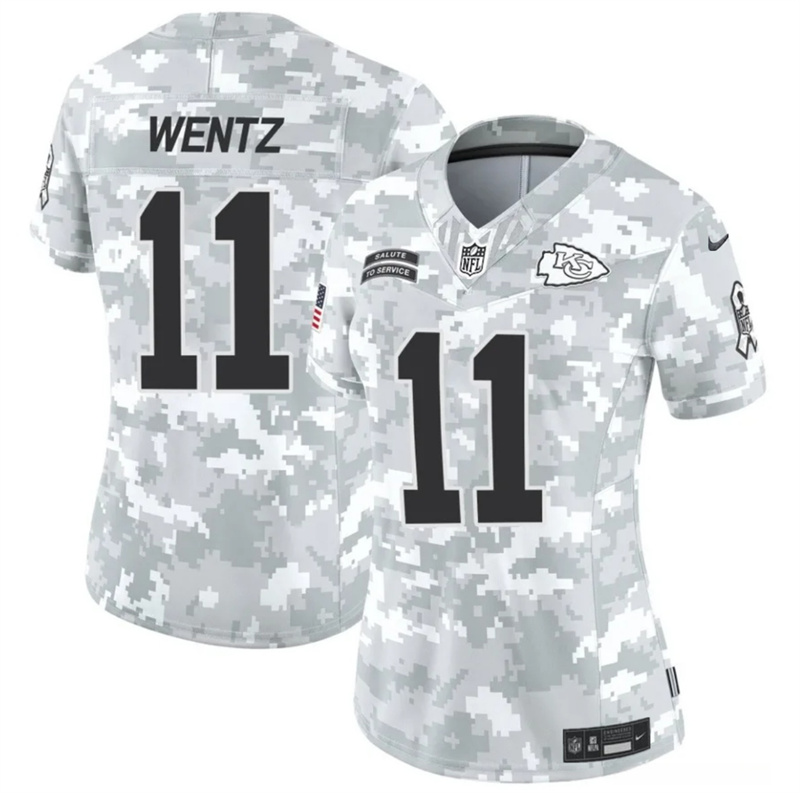 Women's Kansas City Chiefs #11 Carson Wentz 2024 F.U.S.E Arctic Camo Salute to Service Limited Stitched Football Jersey(Run Small) Women's Kansas City Chiefs #11 Carson Wentz 2024 F.U.S.E Arctic Camo Salute to Service Limited Stitched Football Jersey(Run Small)