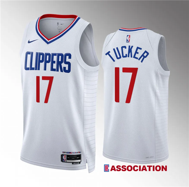 Men's Los Angeles Clippers #17 P.j. Tucker White Association Edition Stitched Jersey Men's Los Angeles Clippers #17 P.j. Tucker White Association Edition Stitched Jersey