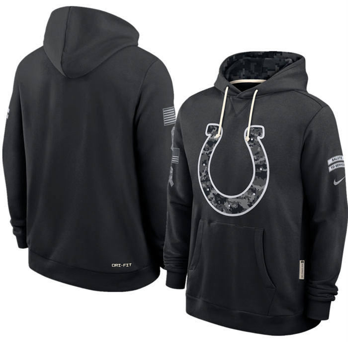 Men's Indianapolis Colts Black 2026 Salute to Service Sideline Dri-FIT Pullover Hoodie