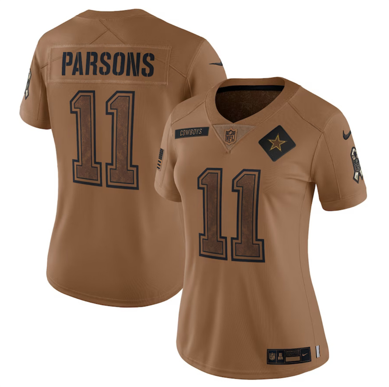 Women's Dallas Cowboys #11 Micah Parsons 2023 Brown Salute To Service Limited Stitched Football Jersey(Run Small)