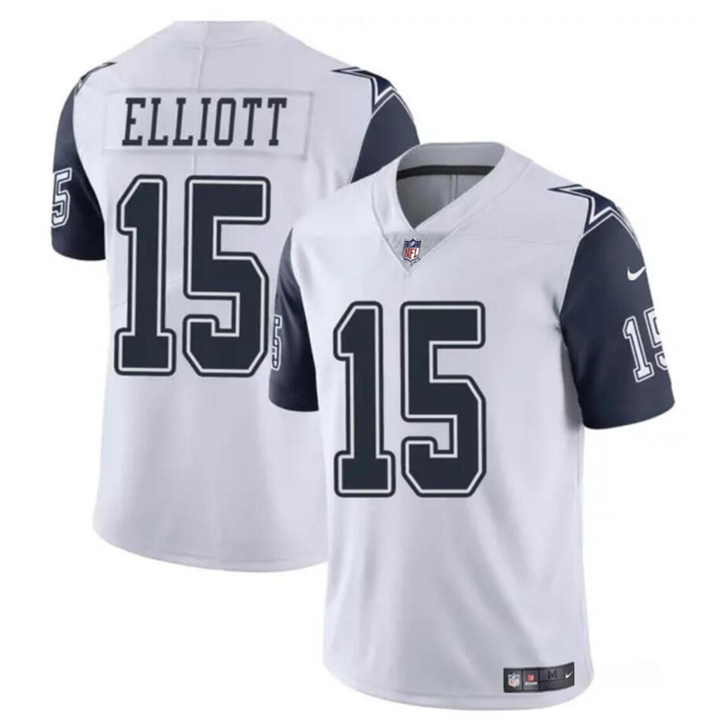 Youth Dallas Cowboys #15 Ezekiel Elliott White Color Rush Limited Stitched Football Jersey