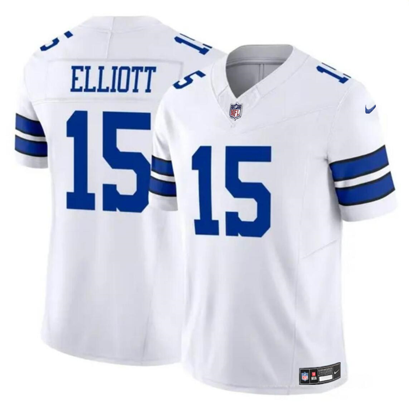 Youth Dallas Cowboys #15 Ezekiel Elliott White 2023 F.U.S.E Vapor Untouchable Limited Stitched Football Jersey