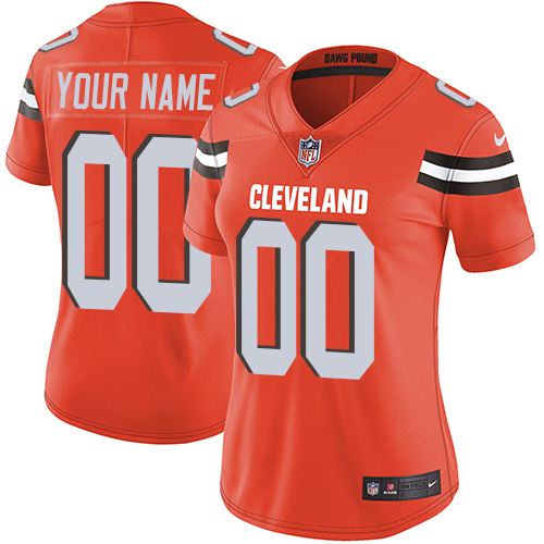 Women's Cleveland Browns Customized Orange Team Color Stitched Vapor Untouchable Limited Jersey