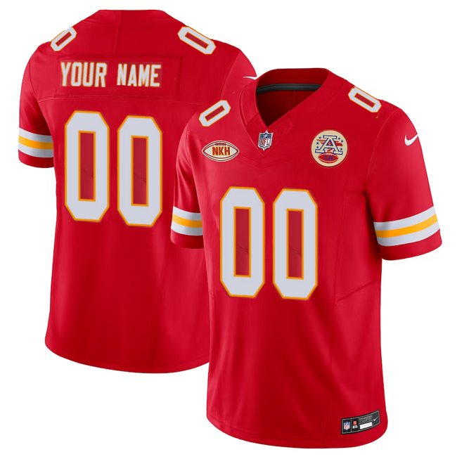 Men’s Kansas City Chiefs Active Player Custom Red 2023 F.U.S.E. With "NKH" Patch Vapor Untouchable Limited Stitched Jersey