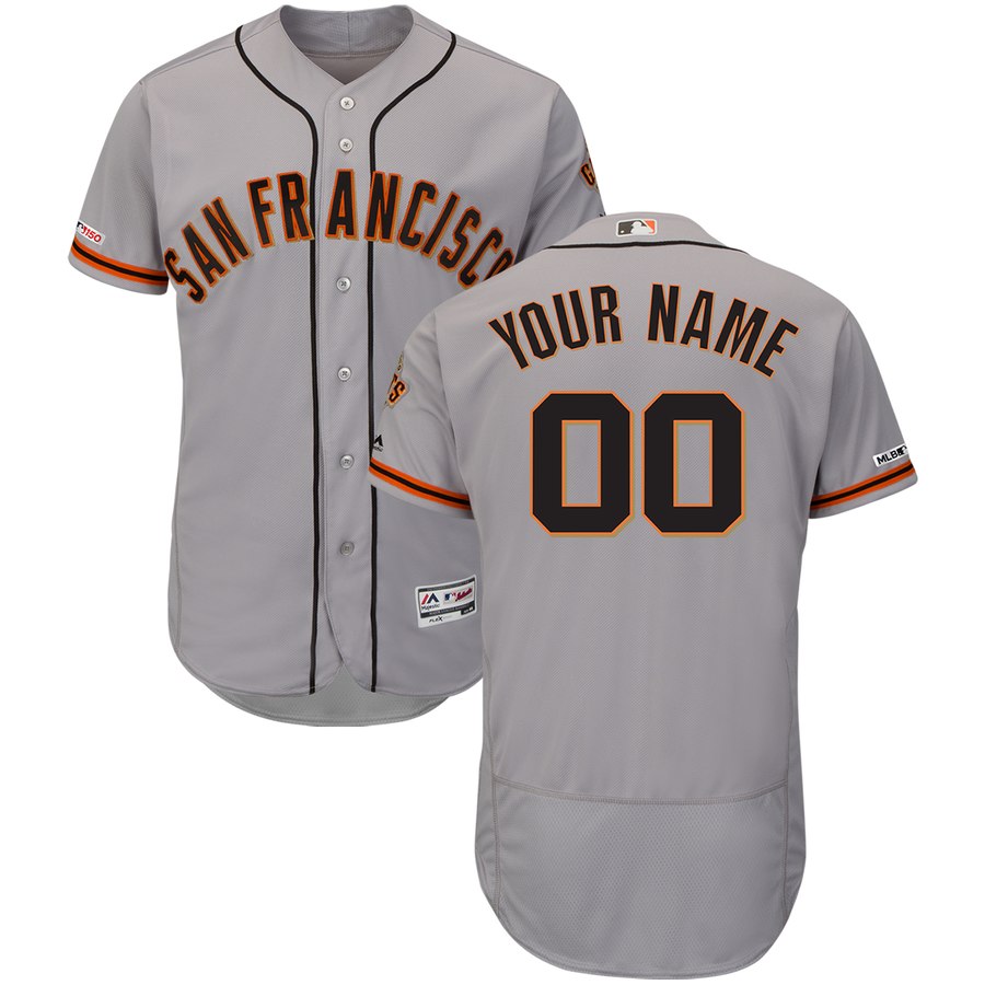 San Francisco Giants Majestic Road Flex Base Authentic Collection Custom Jersey Gray