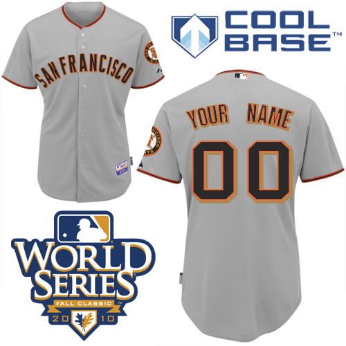 Giants Customized Authentic Grey Cool Base MLB Jersey w/2010 World Series Patch (S-3XL)