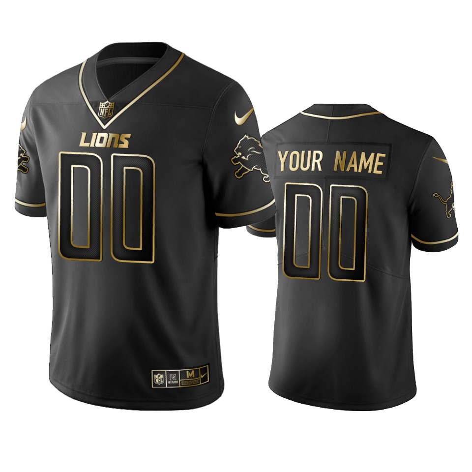 Lions ACTIVE PLAYER Custom Men's Stitched NFL Vapor Untouchable Limited Black Golden Jersey