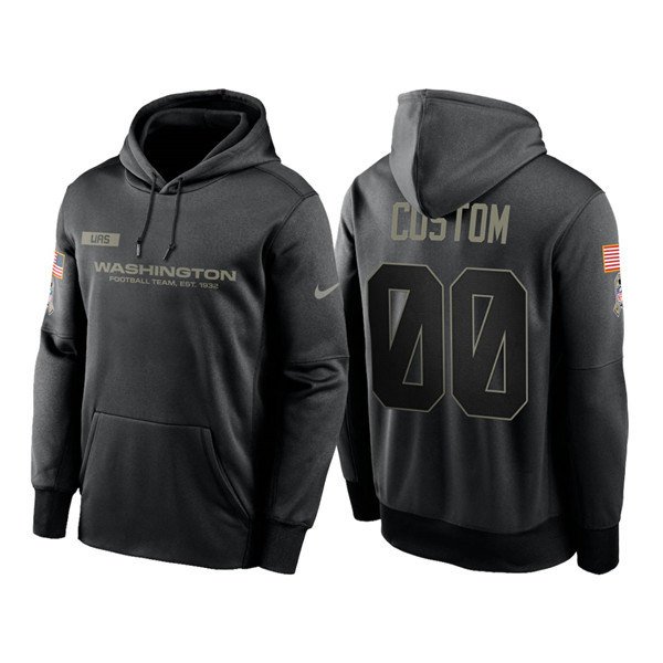 Men's Washington Football Team Black 2020 Customize Salute to Service Sideline Therma Pullover Hoodie