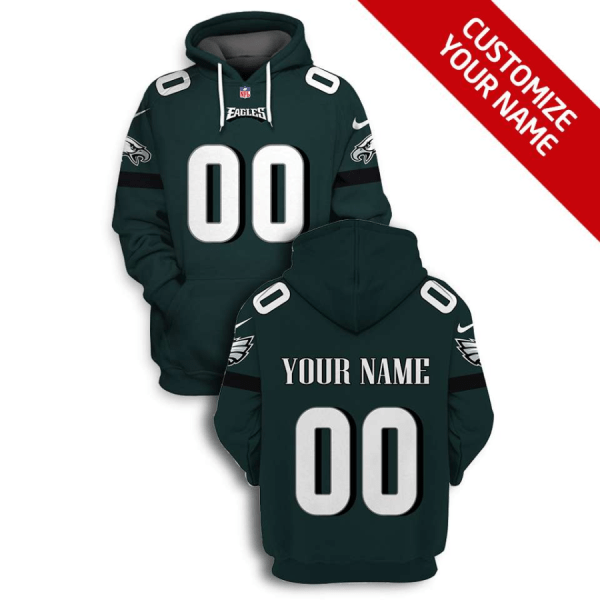 Men's Philadelphia Eagles Active Player Custom 2021 Black Green Pullover Hoodie Men's Philadelphia Eagles Active Player Custom 2021 Black Green Pullover Hoodie