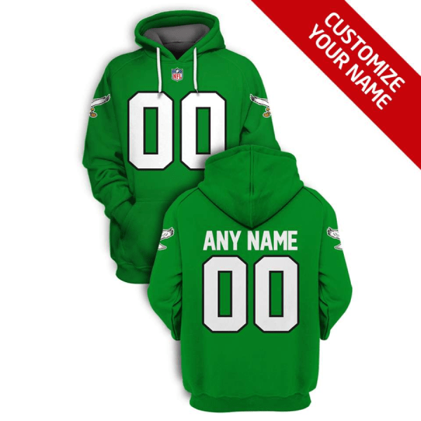 Men's Philadelphia Eagles Active Player Custom 2021 Green Pullover Hoodie Men's Philadelphia Eagles Active Player Custom 2021 Green Pullover Hoodie