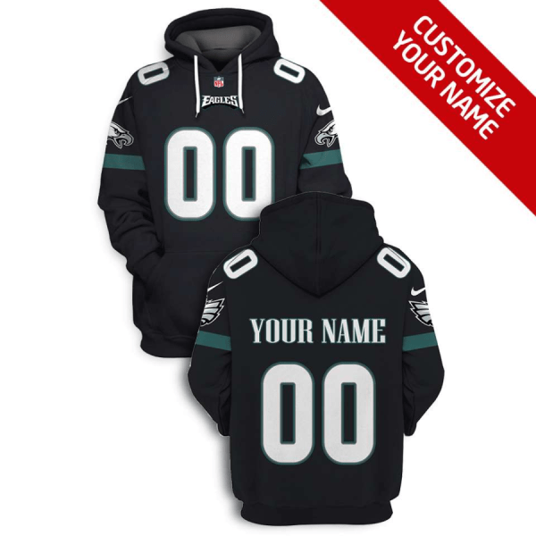Men's Philadelphia Eagles Active Player Custom 2021 Black Pullover Hoodie Men's Philadelphia Eagles Active Player Custom 2021 Black Pullover Hoodie