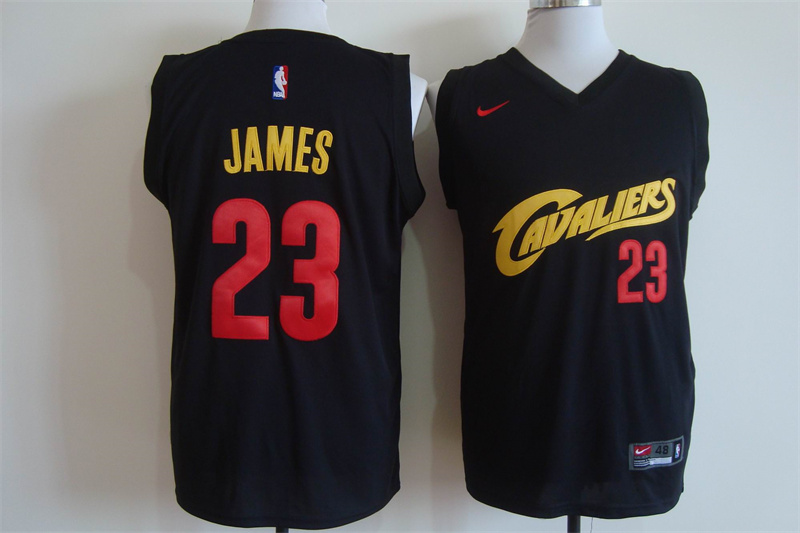 Men's Nike Cleveland Cavaliers #23 LeBron James Black and Red Stitched NBA Jersey