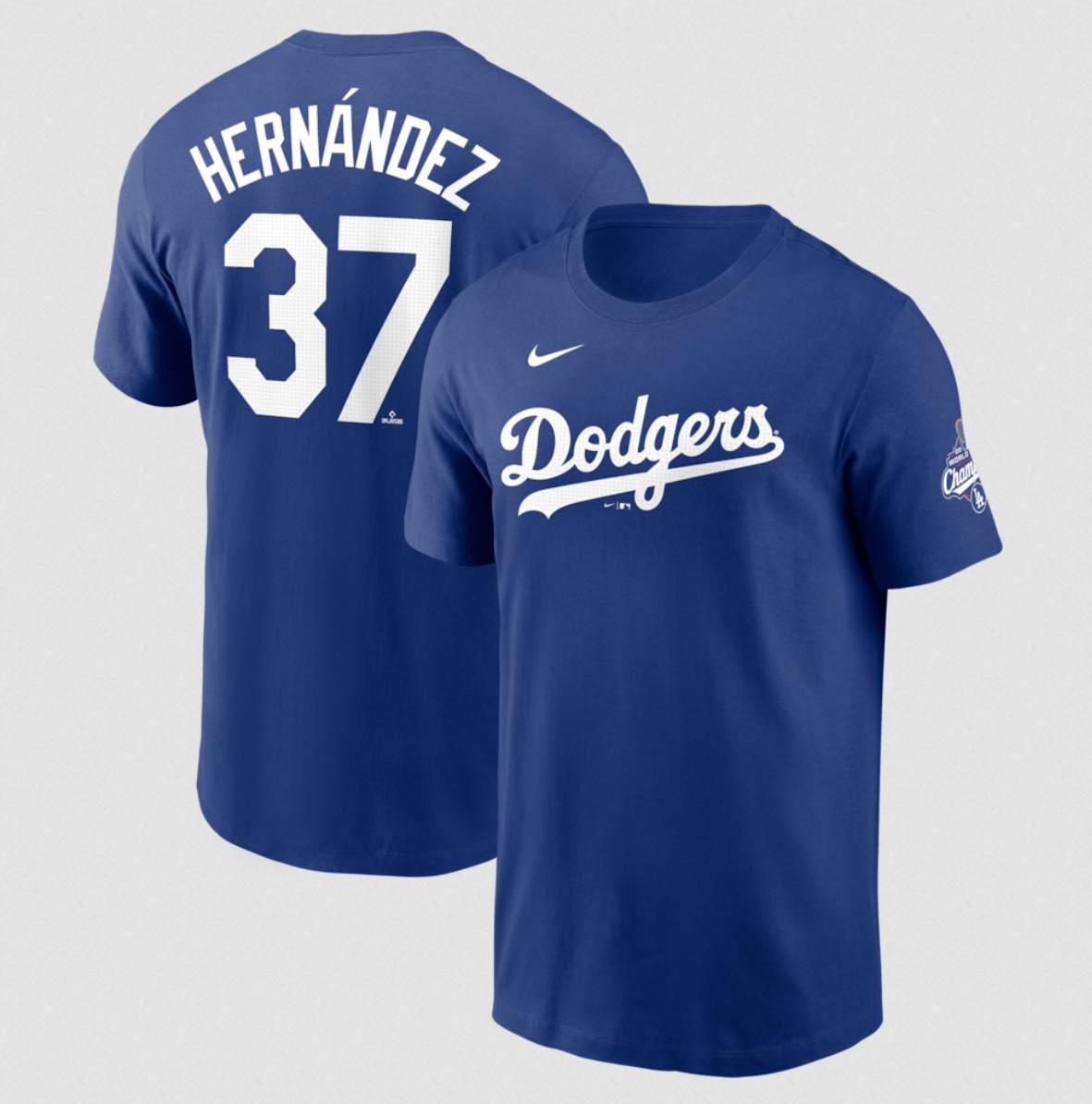 Men's Los Angeles Dodgers #37 Teoscar Hernández Royal 2025 World Series Champions Name & Number T-Shirt Men's Los Angeles Dodgers #37 Teoscar Hernández Royal 2025 World Series Champions Name & Number T-Shirt