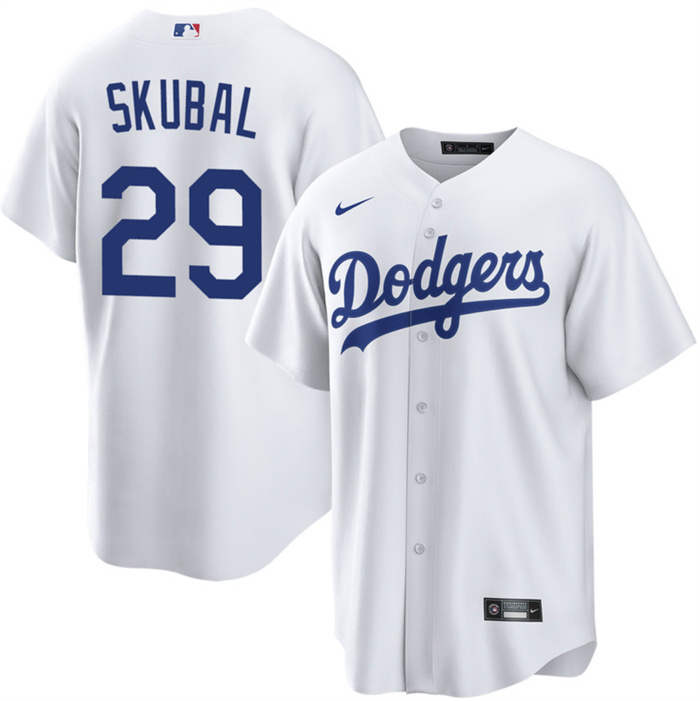 Men's Los Angeles Dodgers #29 Tarik Skubal White Cool Base Stitched Baseball Jersey Men's Los Angeles Dodgers #29 Tarik Skubal White Cool Base Stitched Baseball Jersey
