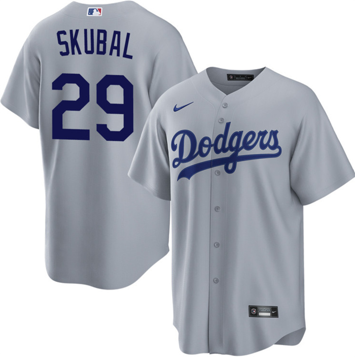 Men's Los Angeles Dodgers #29 Tarik Skubal Grey Cool Base Stitched Baseball Jersey Men's Los Angeles Dodgers #29 Tarik Skubal Grey Cool Base Stitched Baseball Jersey
