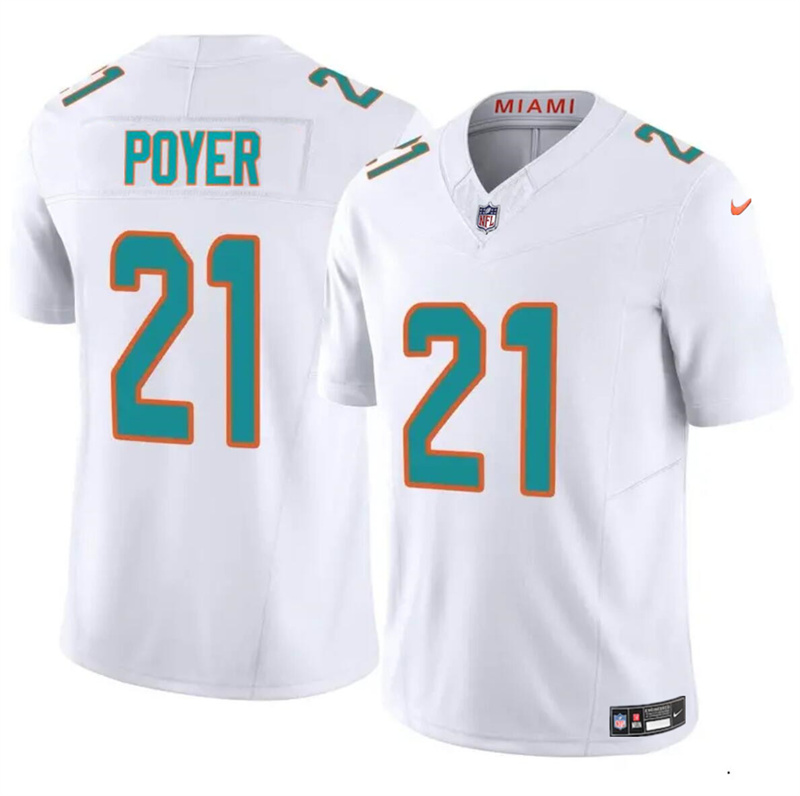 Youth Miami Dolphins #21 Jordan Poyer White 2024 F.U.S.E Vapor Limited Stitched Football Jersey