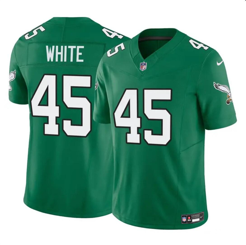 Youth Philadelphia Eagles #45 Devin White Green 2023 F.U.S.E Throwback Vapor Untouchable Limited Stitched Football Jersey