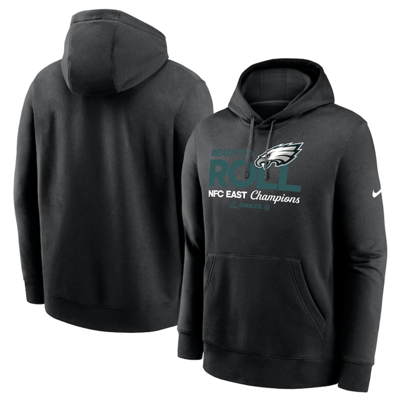 Men's Philadelphia Eagles Black 2024 NFC East Champions Locker Room Trophy Collection Pullover Hoodie Men's Philadelphia Eagles Black 2024 NFC East Champions Locker Room Trophy Collection Pullover Hoodie