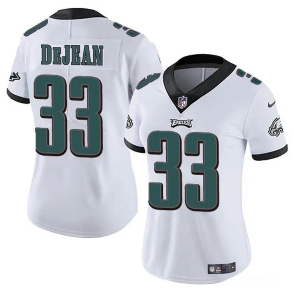Women's Philadelphia Eagles #33 Cooper DeJean White 2024 Draft Vapor Untouchable Limited Stitched Football Jersey(Run Small)