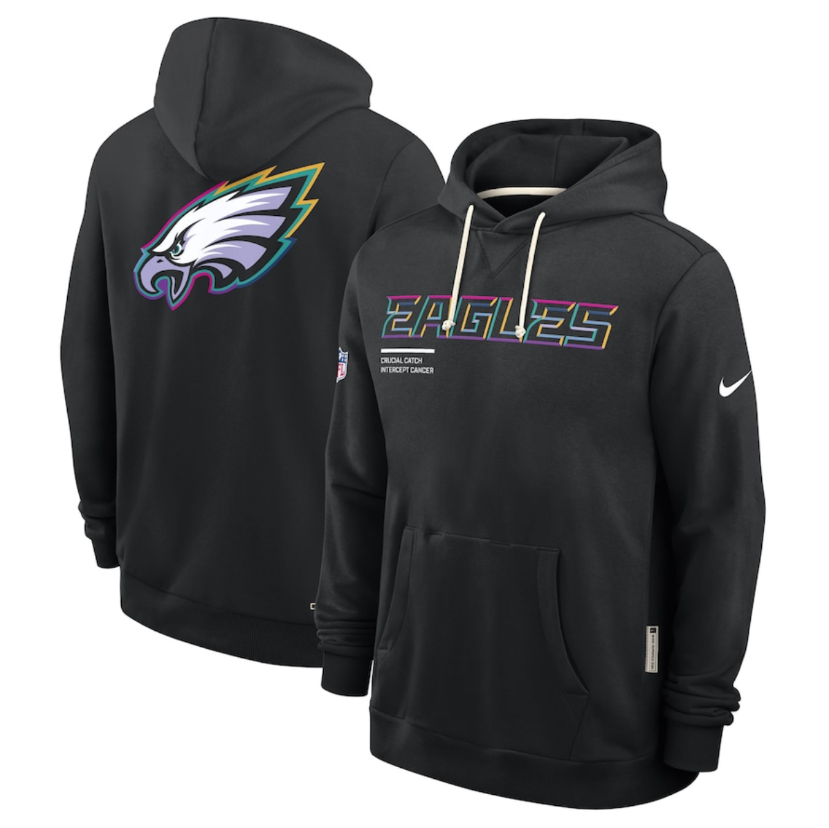 Men's Philadelphia Eagles Black 2025 Crucial Catch Club Pullover Hoodie Men's Philadelphia Eagles Black 2025 Crucial Catch Club Pullover Hoodie