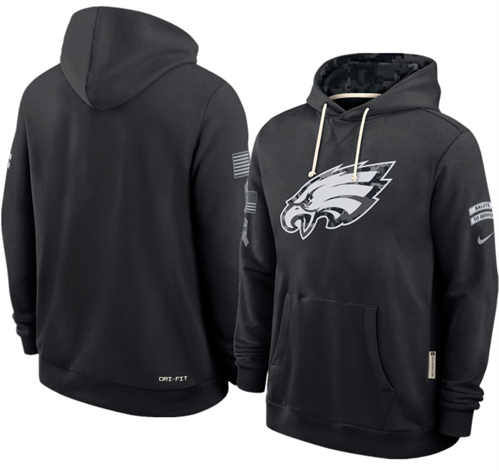 Men's Philadelphia Eagles Black 2026 Salute to Service Sideline Dri-FIT Pullover Hoodie