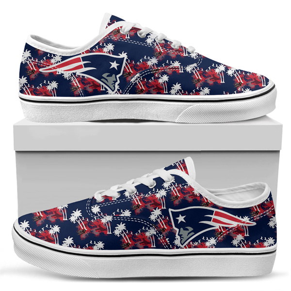 Women's New England Patriots Vans Low Top Sneakers 005 Women's New England Patriots Vans Low Top Sneakers 005