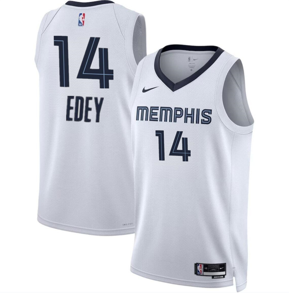 Men's Memphis Grizzlies #14 Zach Edey White 2024 Draft Association Edition Stitched Jersey