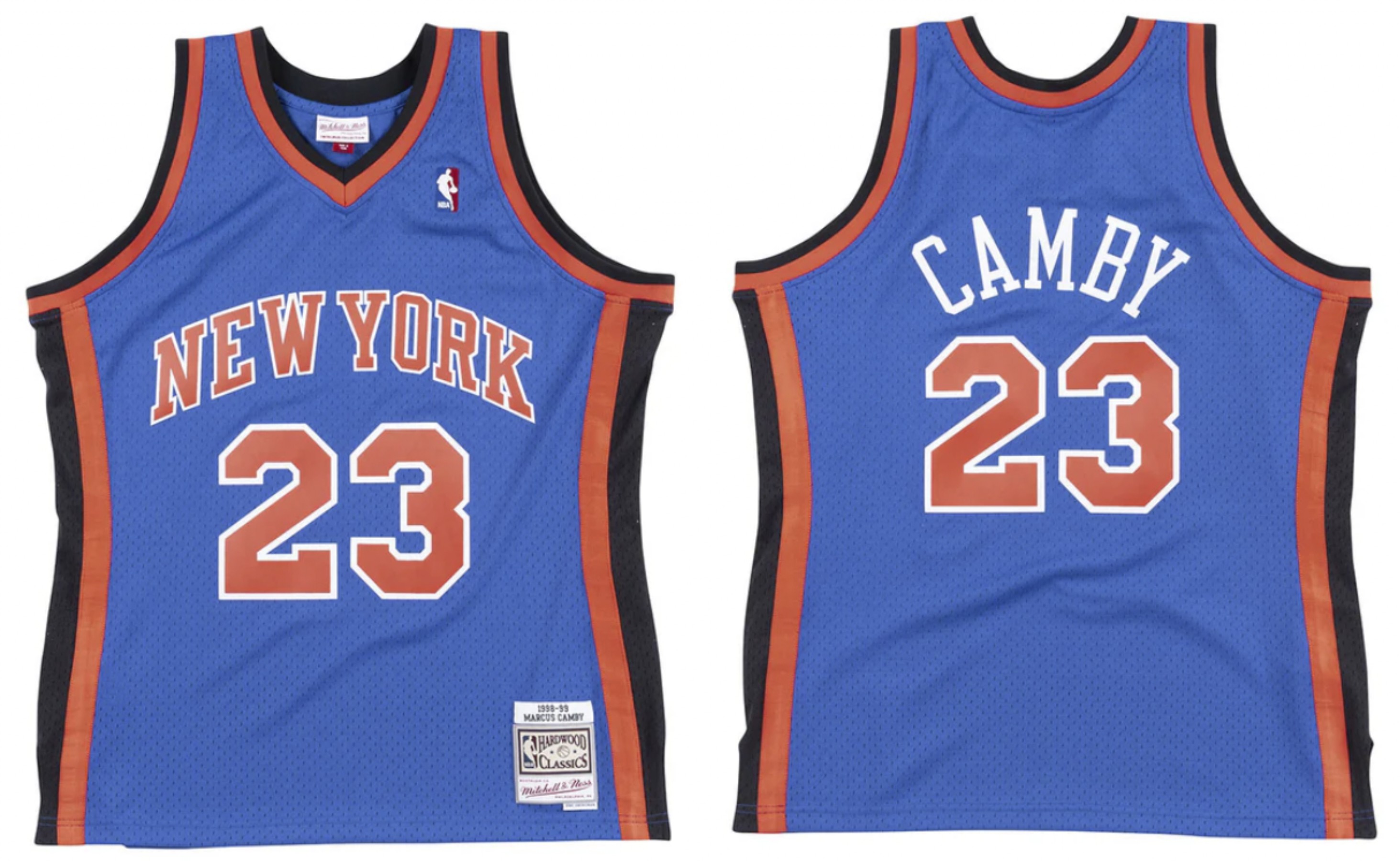 Men's New Yok Knicks #23 Marcus Camby Blue Mitchell & Ness 98-99 Road Swingman Jersey Men's New Yok Knicks #23 Marcus Camby Blue Mitchell & Ness 98-99 Road Swingman Jersey