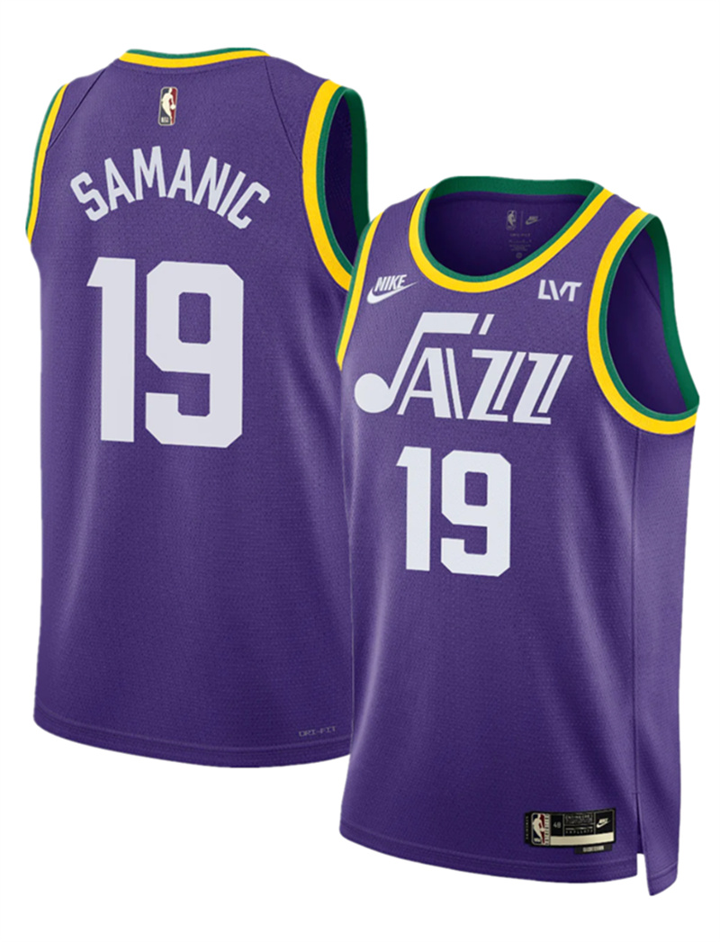 Men's Utah Jazz #19 Luka Samanic Purple 2023 Classic Edition Stitched Basketball Jersey Men's Utah Jazz #19 Luka Samanic Purple 2023 Classic Edition Stitched Basketball Jersey