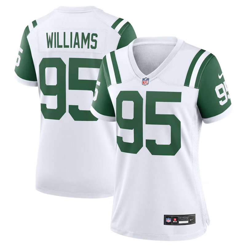 Women's New York Jets #95 Quinnen Williams White Classic Alternate Stitched Jersey(Run Small)