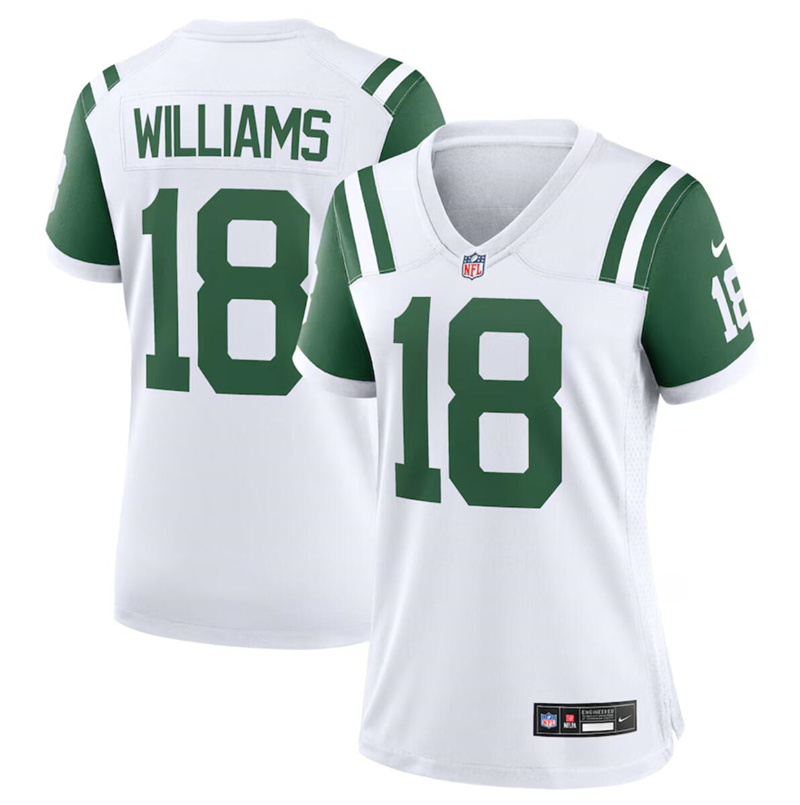 Women's New York Jets #18 Mike Williams White Classic Alternate Stitched Jersey(Run Small)