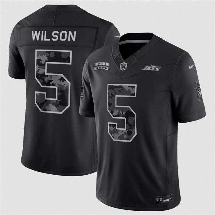 Youth New York Jets #5 Garrett Wilson Black 2026 Salute to Service Limited Stitched Football Jersey(Run Small)
