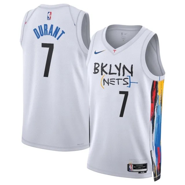 Men's Brooklyn Nets #7 Kevin Durant 2022/23 White City Edition Stitched Basketball Jersey