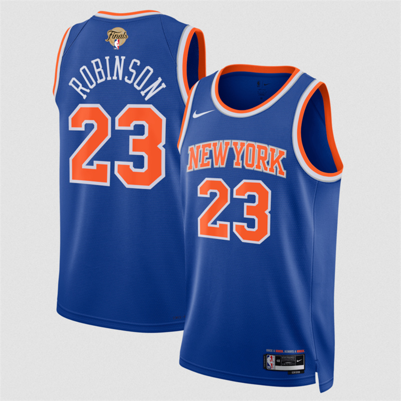 Men's New Yok Knicks #23 Mitchell Robinson Blue 2026 Finals Patch Icon Edition Stitched Basketball Jersey