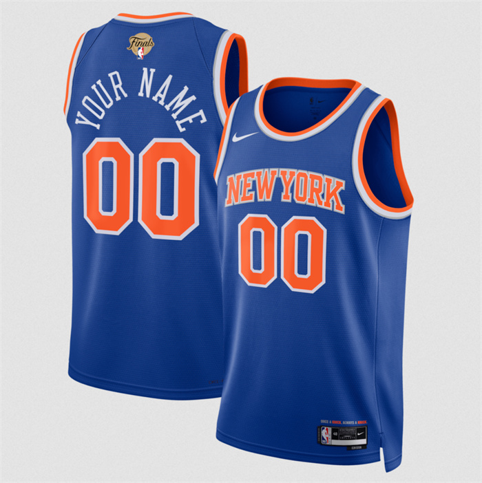 Men's New Yok Knicks Active Player Custom Blue 2026 Finals Patch Icon Edition Stitched Basketball Jersey