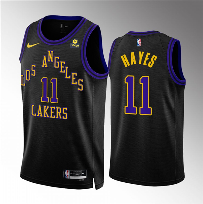 Men's Los Angeles Lakers #11 Jaxson Hayes Black 2023/24 City Edition Stitched Basketball Jersey Men's Los Angeles Lakers #11 Jaxson Hayes Black 2023/24 City Edition Stitched Basketball Jersey
