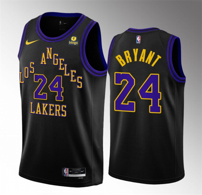 Men's Los Angeles Lakers #24 Kobe Bryant Black 2023-24 City Edition Stitched Basketball Jersey Men's Los Angeles Lakers #24 Kobe Bryant Black 2023-24 City Edition Stitched Basketball Jersey