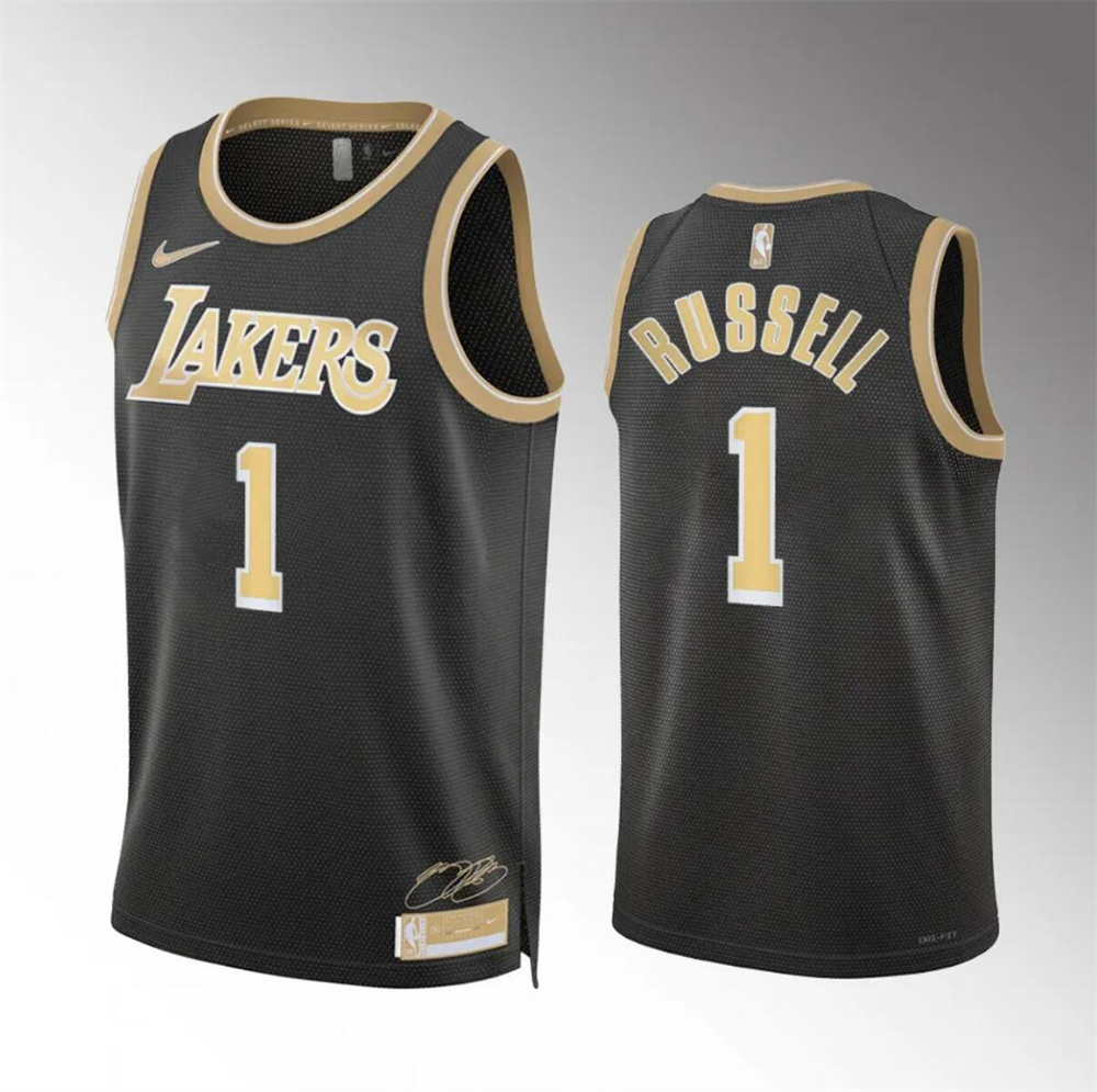 Men's Los Angeles Lakers #1 D'Angelo Russell Black 2024 Select Series Stitched Basketball Jersey Men's Los Angeles Lakers #1 D'Angelo Russell Black 2024 Select Series Stitched Basketball Jersey