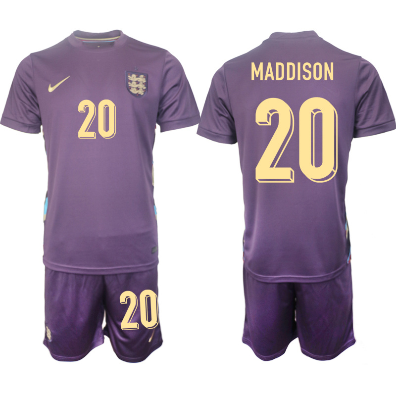 Men's England #20 James Maddison 2024-25 Purple Away Soccer Jersey Suit