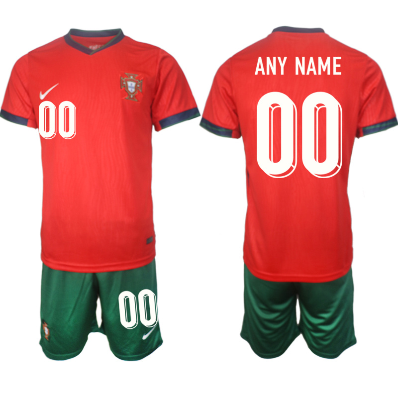 Men's Portugal Team Custom 2024-25 Red Home Soccer Jersey Suit