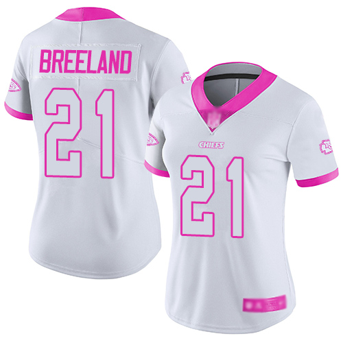 Men's Kansas City Chiefs Active Player White/Pink Stitched Limited Rush Fashion Jersey