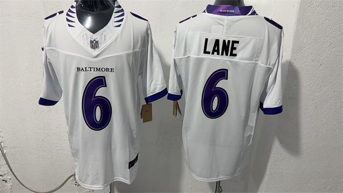 Men's Baltimore Ravens #6 Ja'Kobi Lane White 2026 F.U.S.E. Vapor Stitched Limited Football Jersey
