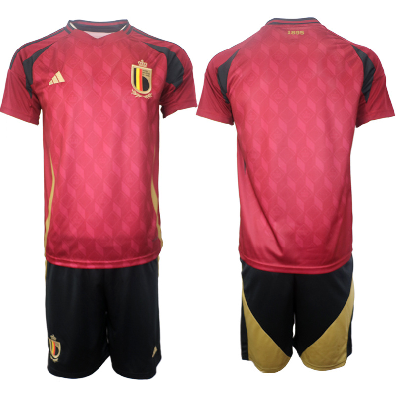 Men's Belgium National Team Blank Red 2024-25 Home Soccer Jersey Suit