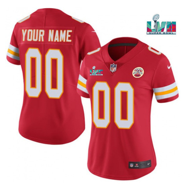 Women's Kansas City Chiefs Active Player Custom Red Super Bowl LVII Patch Vapor Stitched Jersey(Run Small) Women's Kansas City Chiefs Active Player Custom Red Super Bowl LVII Patch Vapor Stitched Jersey(Run Small)