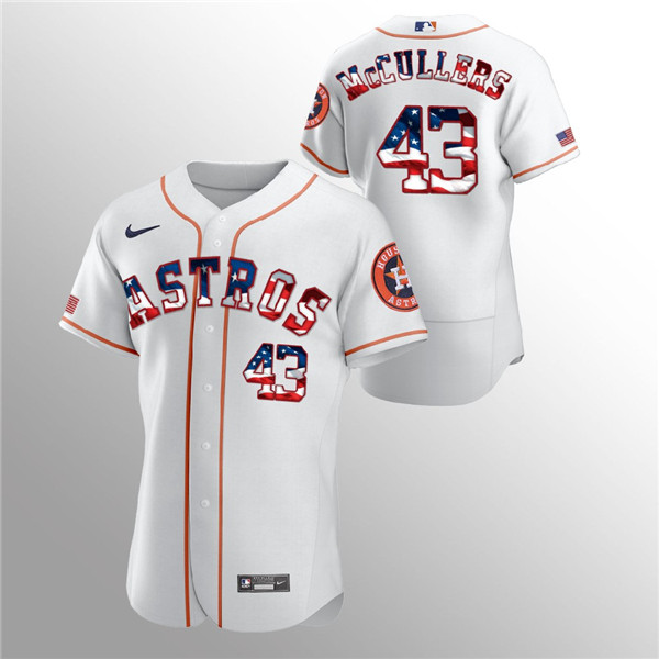 Men's Houston Astros #43 Lance McCullers White MLB 2020 Stars & Stripes Flex Base Stitched Jersey