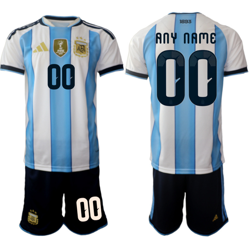 Men's Argentina Custom White/Blue 2025-26 Home Soccer Jersey Suit