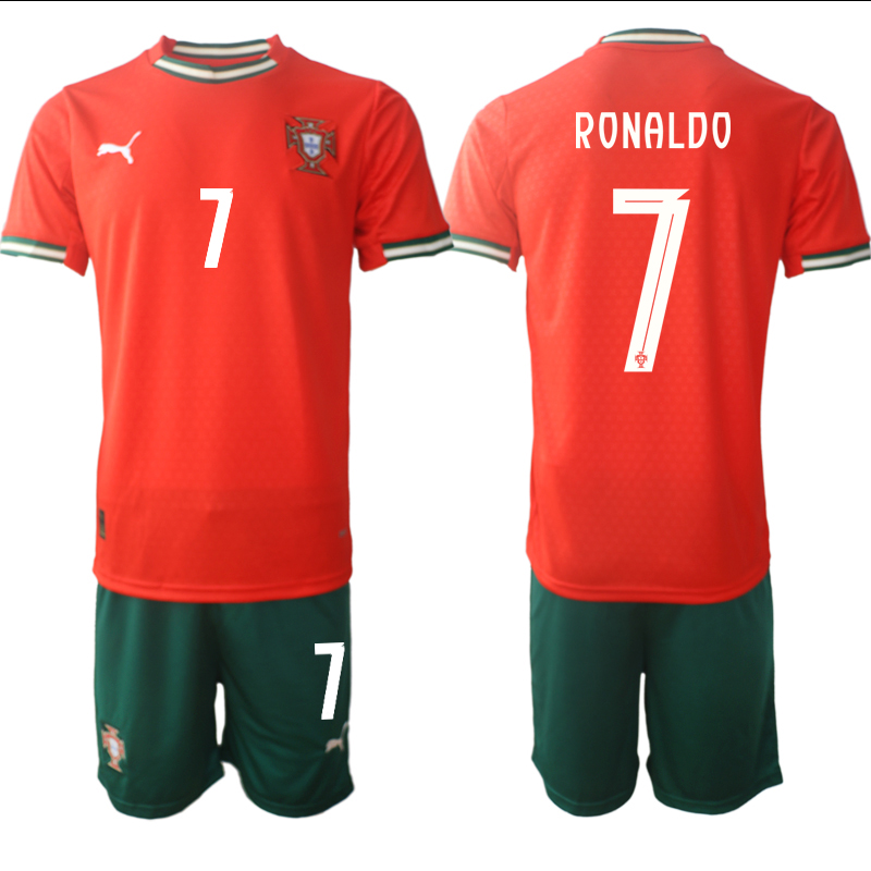 Men's Portugal Team #7 Ronaldo 2025 Red Home Soccer Jersey Suit Men's Portugal Team #7 Ronaldo 2025 Red Home Soccer Jersey Suit